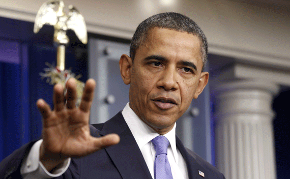 U.S. President Barack Obama speaks on the extension of the payroll tax cut and the Republican obstruction of Richard Cordray’s nomination to head the Consumer Financial Protection Bureau (CFPB) in the briefing room of the White House in Washington December 8, 2011. REUTERS/Kevin Lamarque