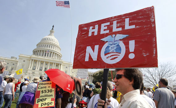 Opponents of the health care bill during a rally outside the Capitol.