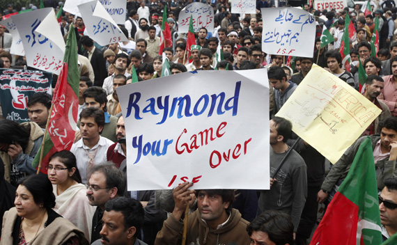 Protesters rally against American Raymond Davis in Lahore, Pakistan on February 3, 2011.