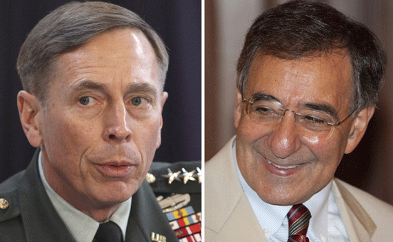U.S. Army General David Petraeus (L) and CIA director Leon Panetta (R). (Staff photographer/courtesy Reuters)