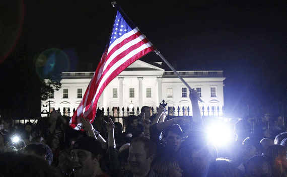 People cheer outside the White House on May 1 , 2011 after learning of the death of al-Qaeda leader Osama bin Laden.