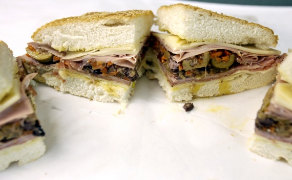 A muffuletta sandwich before being served in Metairie, Louisiana (Lucas Jackson/Courtesy Reuters).