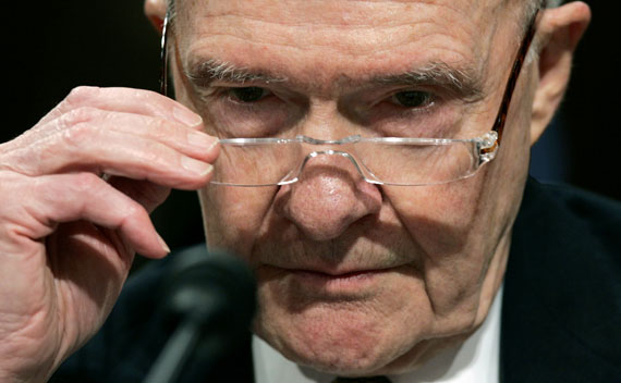 Former National Security Advisor Brent Scowcroft testifies before the Senate Foreign Relations Committee on Capitol Hill in 2007.