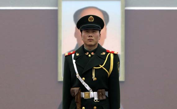 Soldier Standing Post in Front of Tiananmen