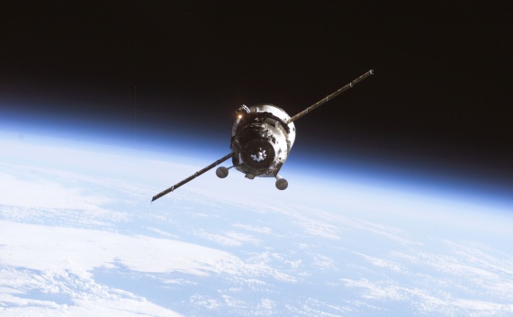 An unmanned Progress supply vehicle approaches the International Space Station on April 7, 2010 (Courtesy Reuters/NASA)