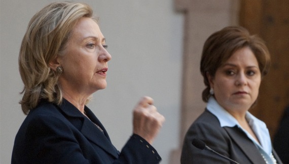 US Secretary of State Clinton and Mexican Foreign Minister Espinosa (Saul Loeb / Courtesy Reuters).