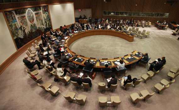 U.N. Security Council members meet on the situation in Libya at the United Nations headquarters in New York.
