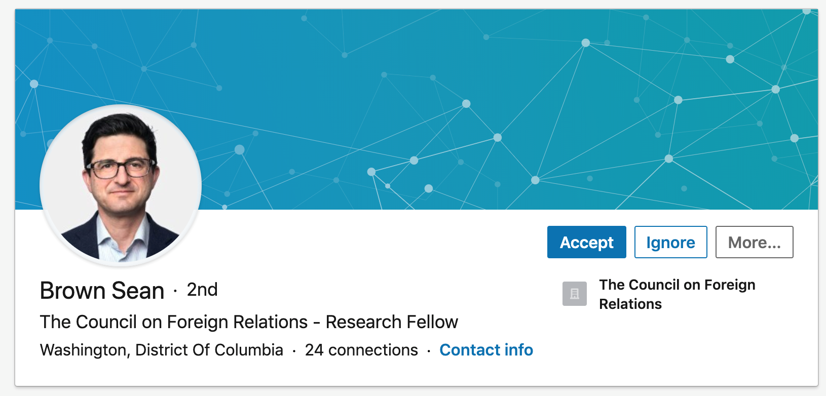 Hey LinkedIn, Sean Brown Does Not Work at CFR: Identity, Fake Accounts, and Foreign Intelligence