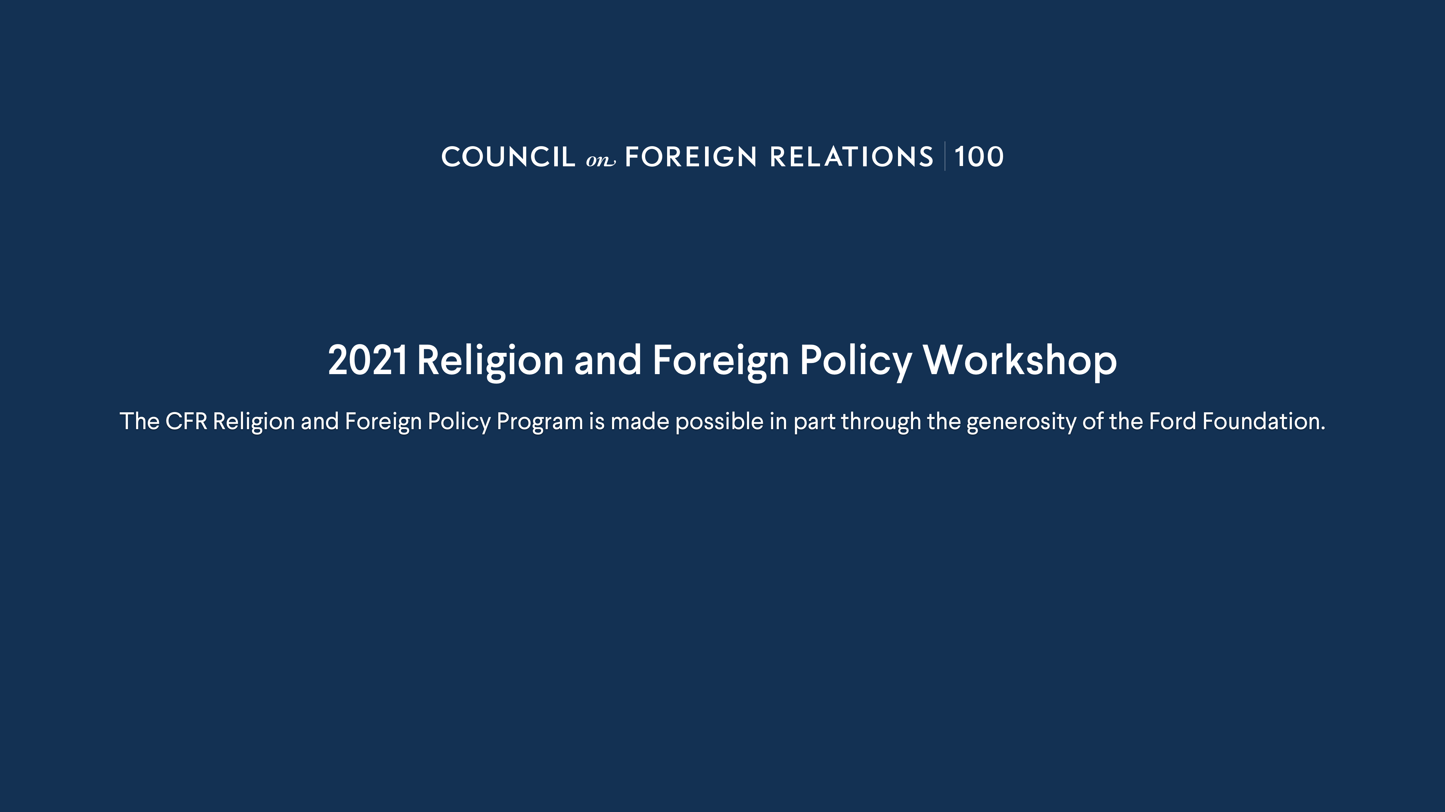 2021 Religion and Foreign Policy Workshop | Council on Foreign