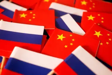 China Russia Flags