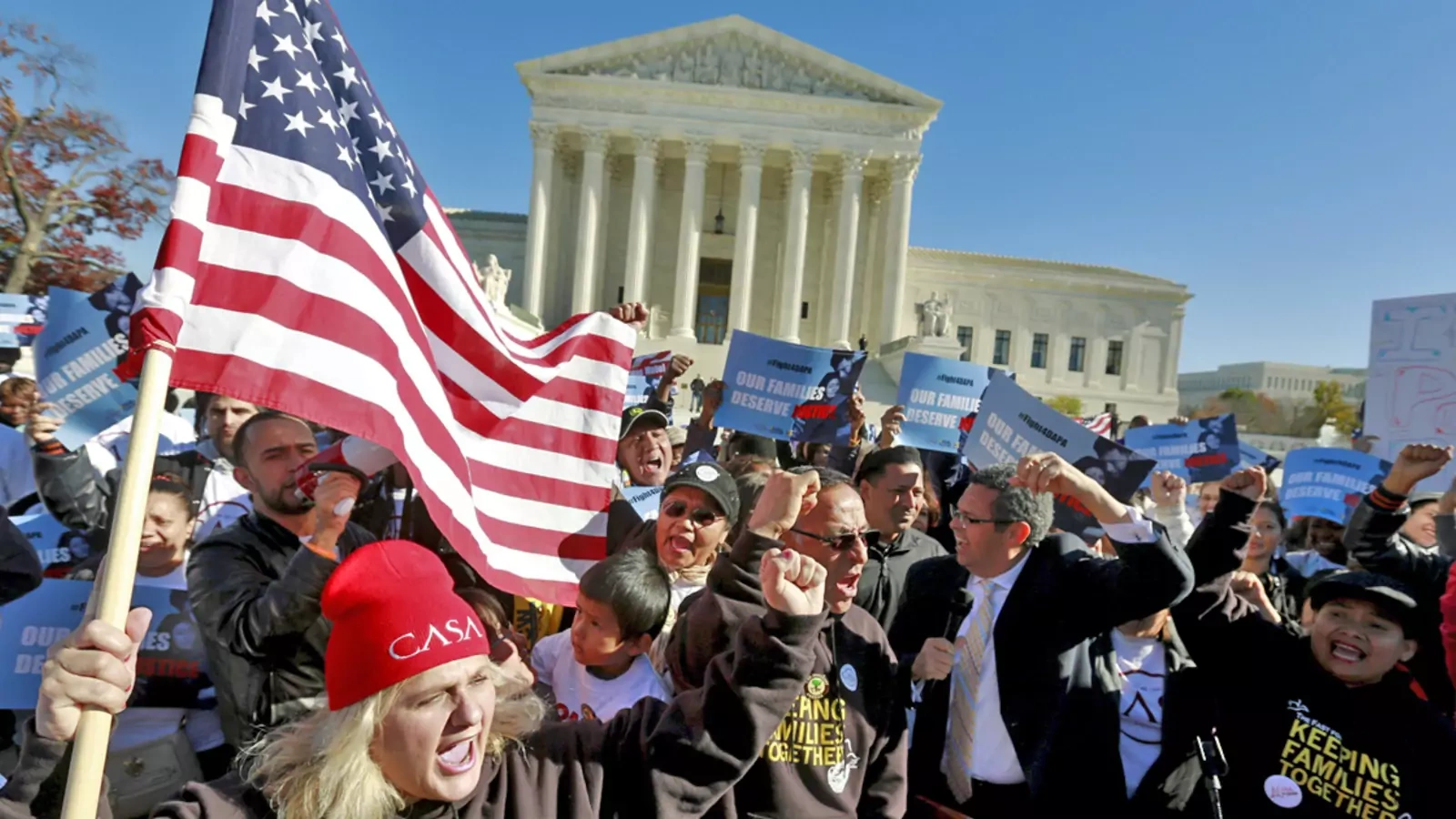 Immigrants and community leaders rally in front of the U.S. Supreme Court in November 2015.