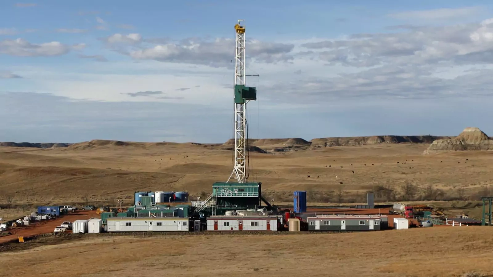 An oil drilling rig outside Watford, North Dakota.