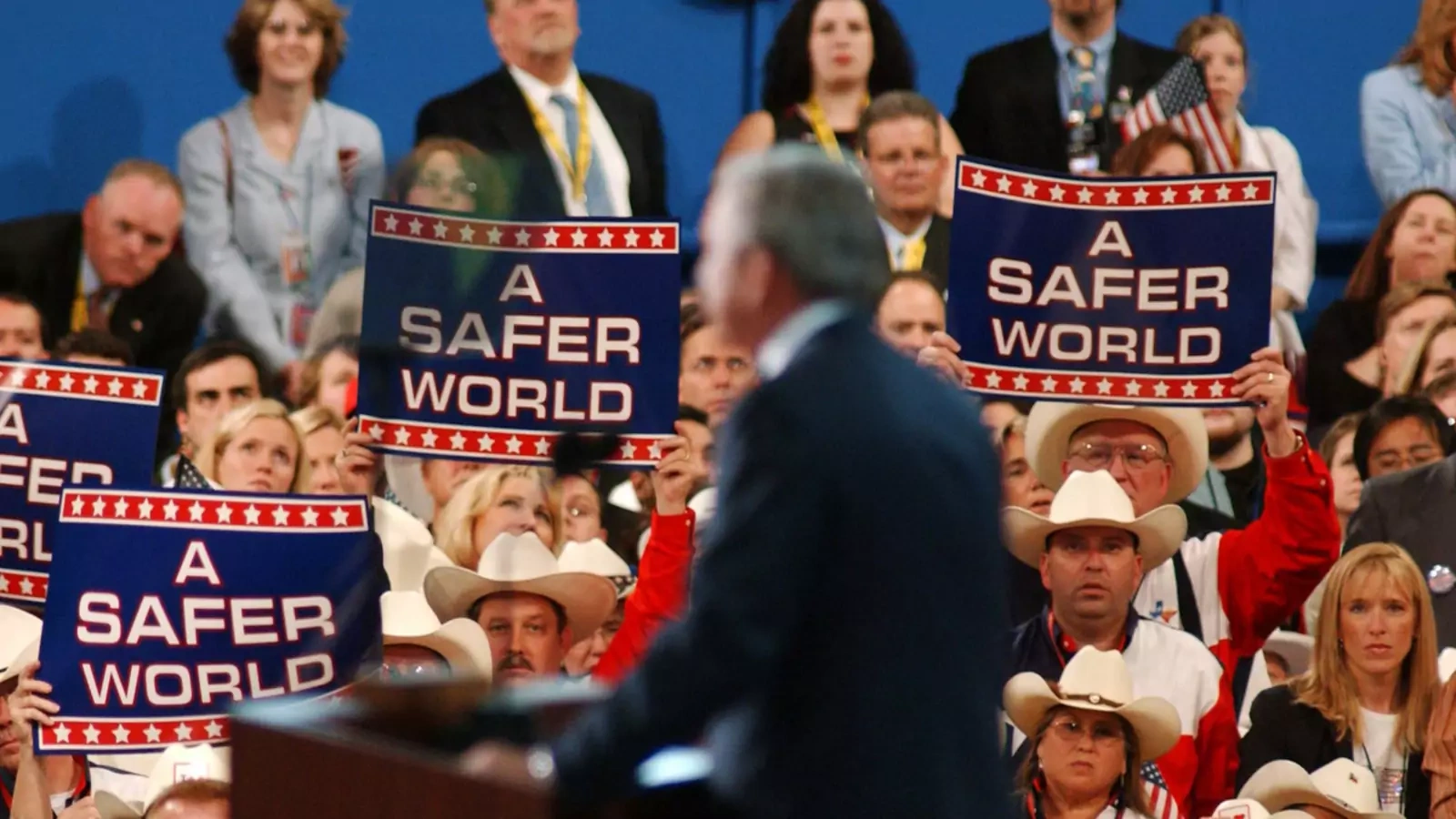 President George W. Bush addresses delegates at the Republican National Convention in New York City, September 2004.