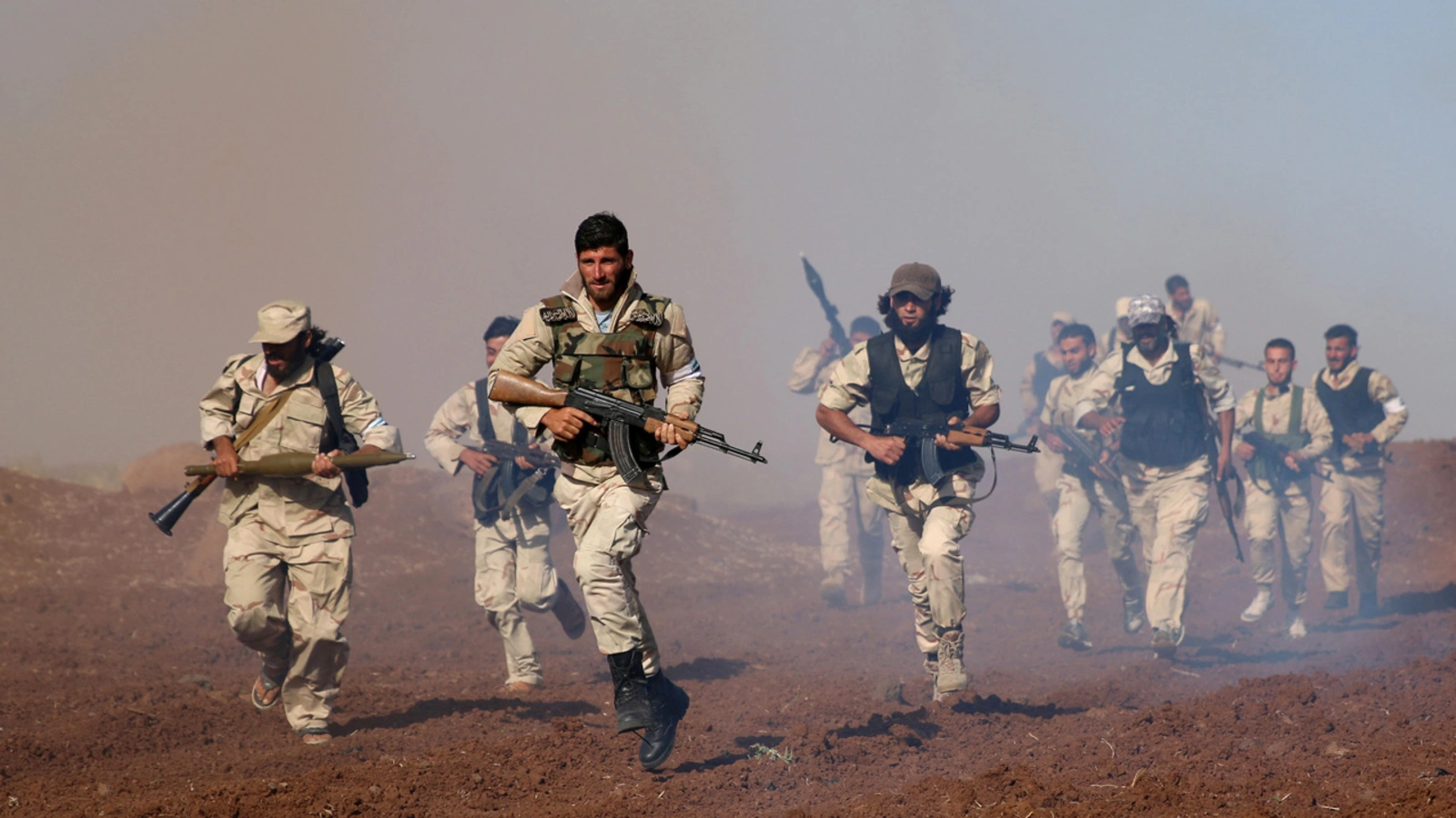 Rebel fighters train in western Deraa governorate.