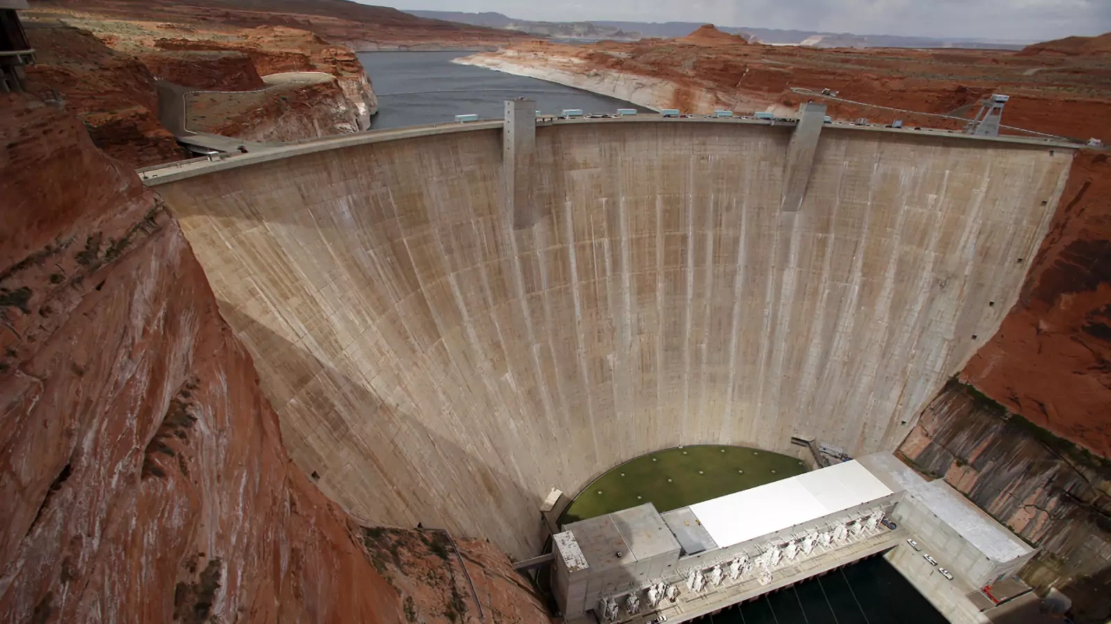 The drinking water reservoir created by the Glen Canyon Dam on the Colorado River falls to increasingly low levels.
