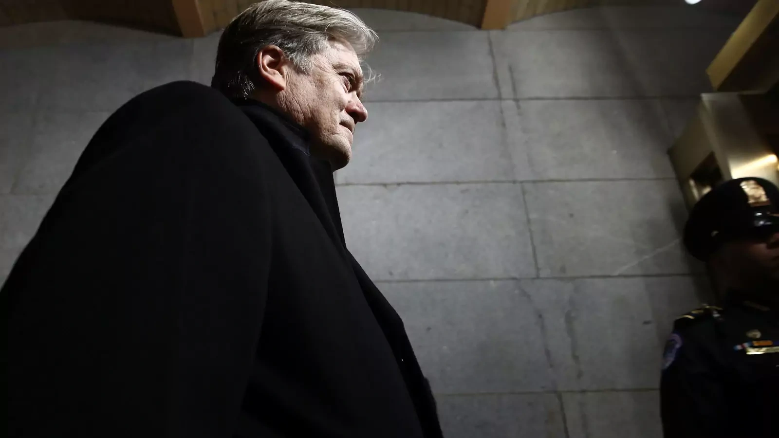 Former Senior Counselor to the President Steve Bannon arrives before the presidential inauguration on the West Front of the U.S. Capitol on January 20, 2017.