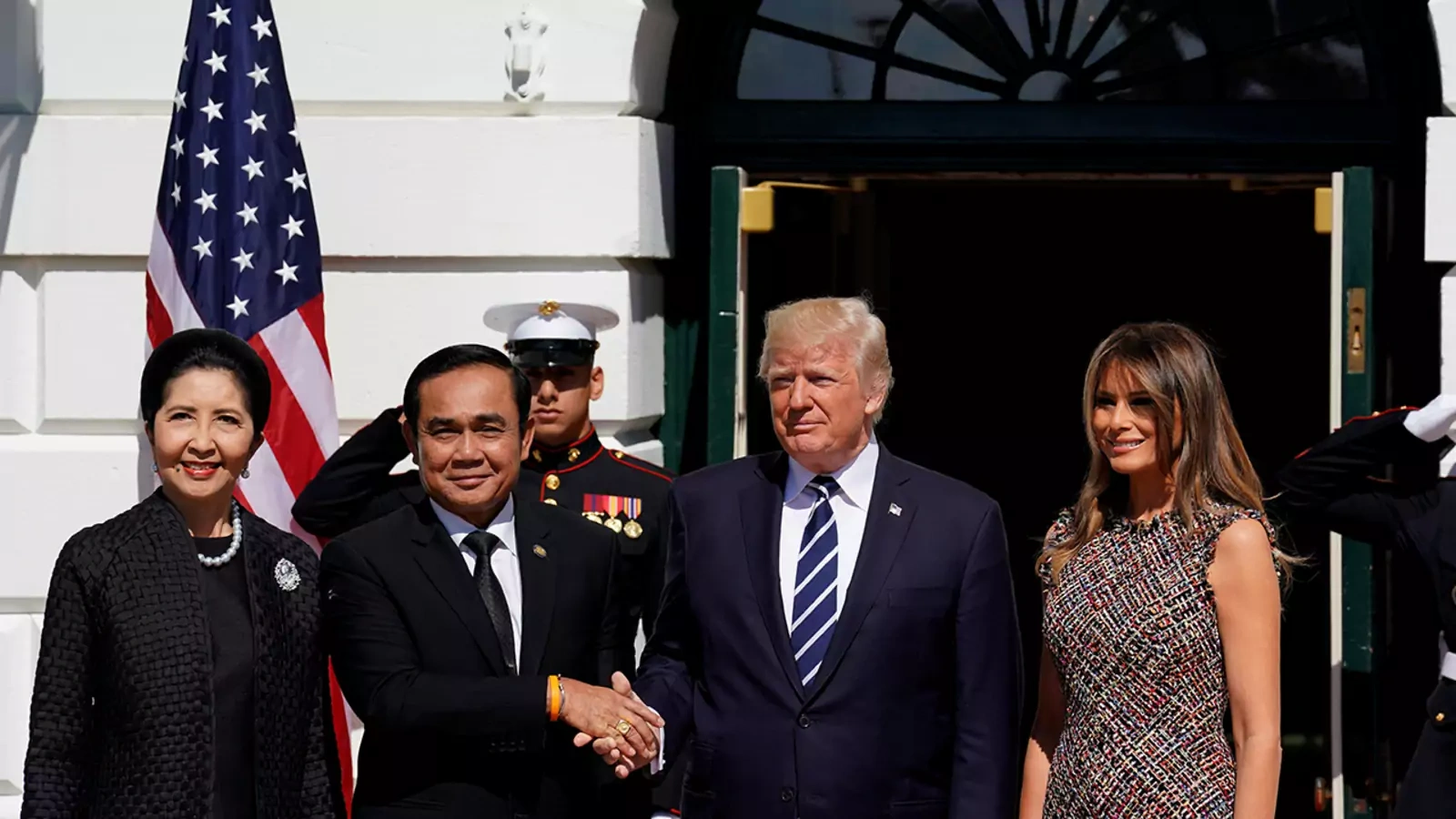 Thai Prime Minister Prayuth Chan-ocha shakes hands with U.S. President Donald J. Trump in Washington, D.C., October 2, 2017.