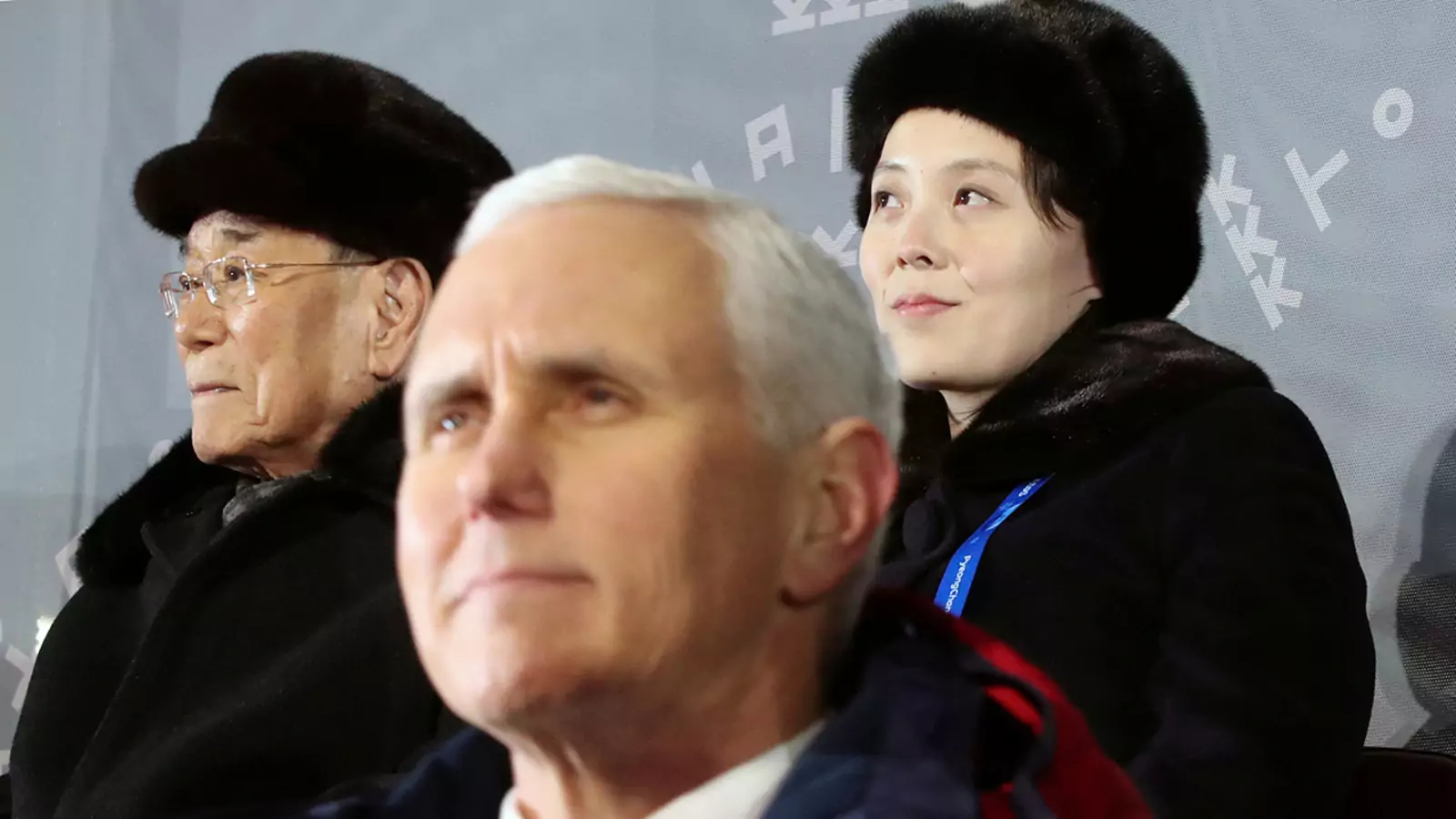 U.S. Vice President Mike Pence, North Korea’s Kim Yong-nam, and North Korean leader Kim Jong-un’s sister Kim Yo-jong attend the Winter Olympics in Pyeongchang, South Korea. 