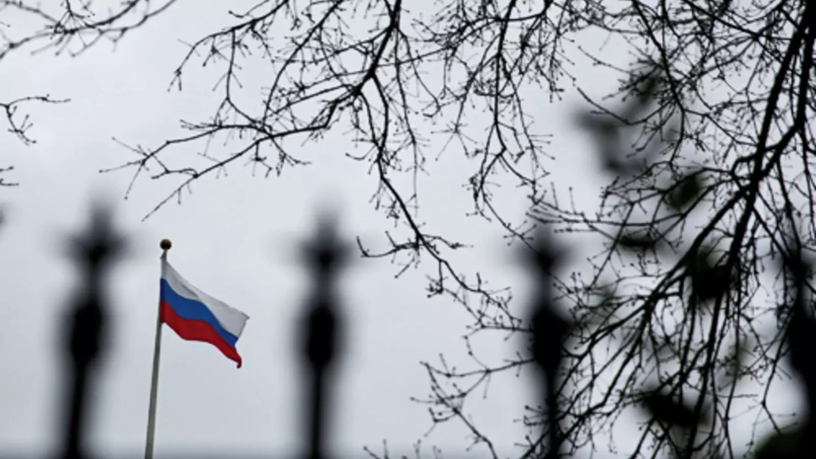 A Russian flag flies atop the Consulate General of the Russian Federation in Seattle.