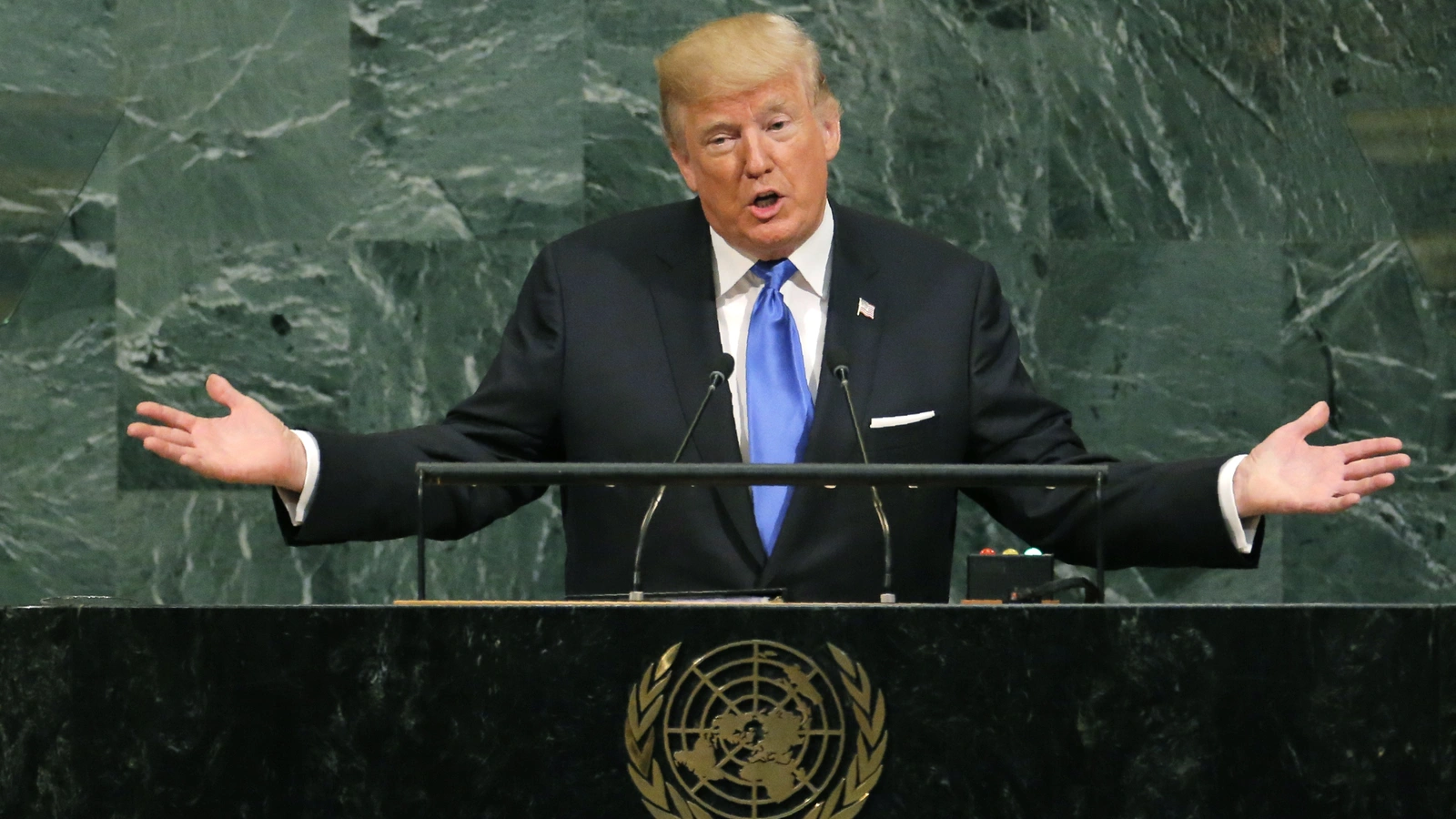 President Donald Trump addresses the 72nd United Nations General Assembly.