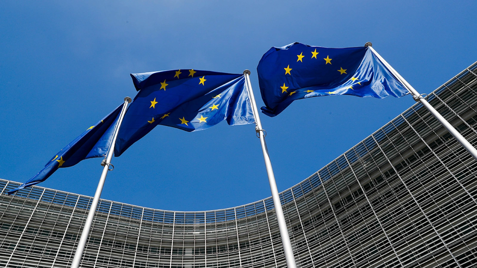 European Union flags fly in 2018 outside the European Commission headquarters in Brussels, Belgium. Brussels effectively serves as the EU’s capital.