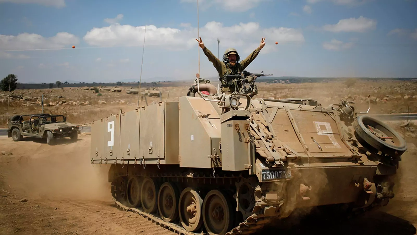 Israeli troops train in the Golan Heights.