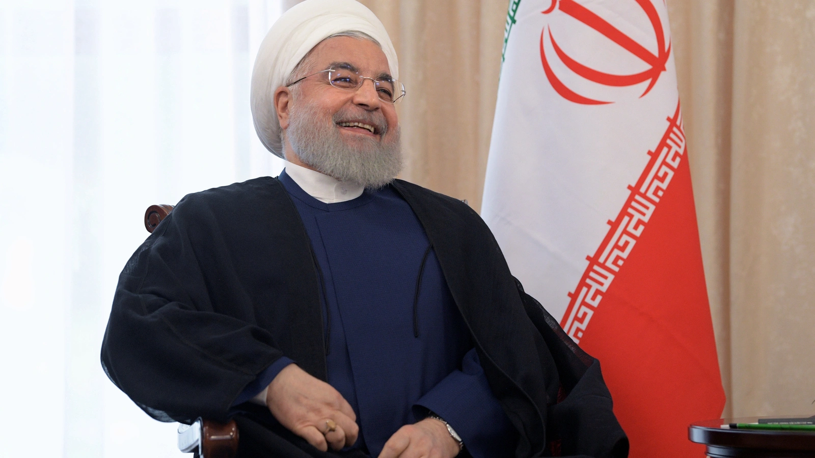 Iran's President Hassan Rouhani attends a meeting with Russia's President Vladimir Putin on the sidelines of the Shanghai Cooperation Organisation (SCO) summit in Bishkek, Kyrgyzstan on June 14, 2019.