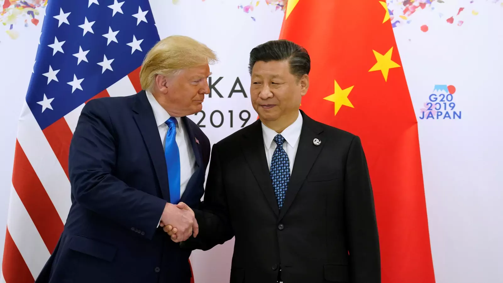 U.S. President Donald Trump and China's President Xi Jinping shake hands ahead of their bilateral meeting during the G20 leaders summit in Osaka, Japan, June 29, 2019. 