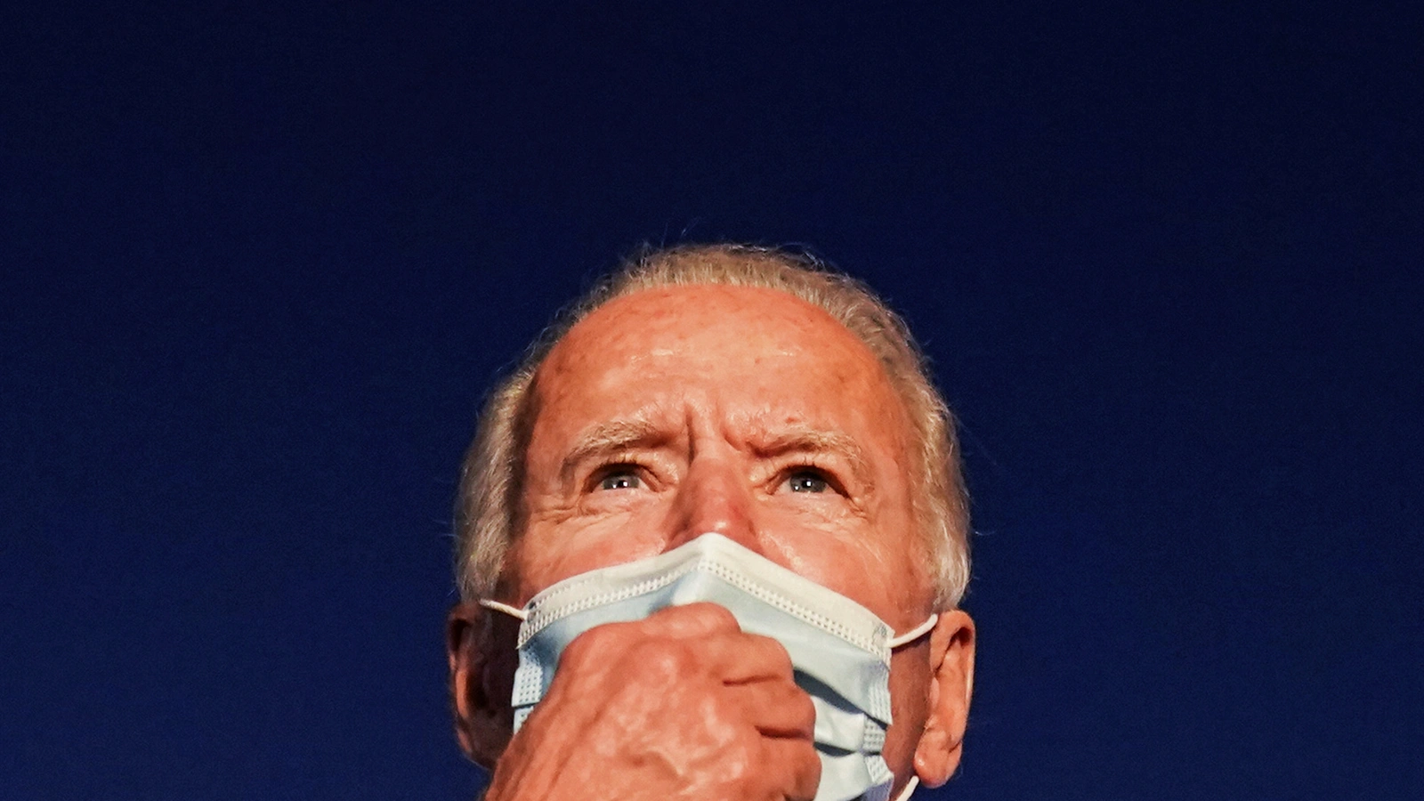 U.S. Democratic presidential candidate Joe Biden speaks to reporters upon his departure from Hagerstown, Maryland after to a campaign event in Gettysburg, Pennsylvania on October 6, 2020.