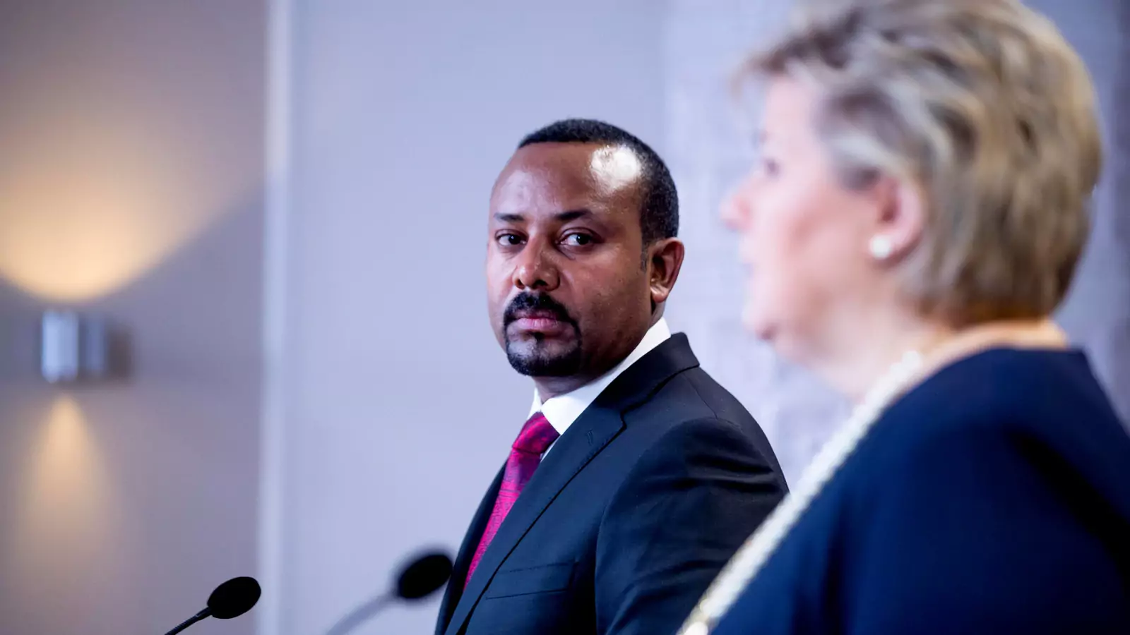Prime Minister of Ethiopia Abiy Ahmed Ali at news conference after receiving the Nobel Peace Prize in Oslo, Norway December 11, 2019.