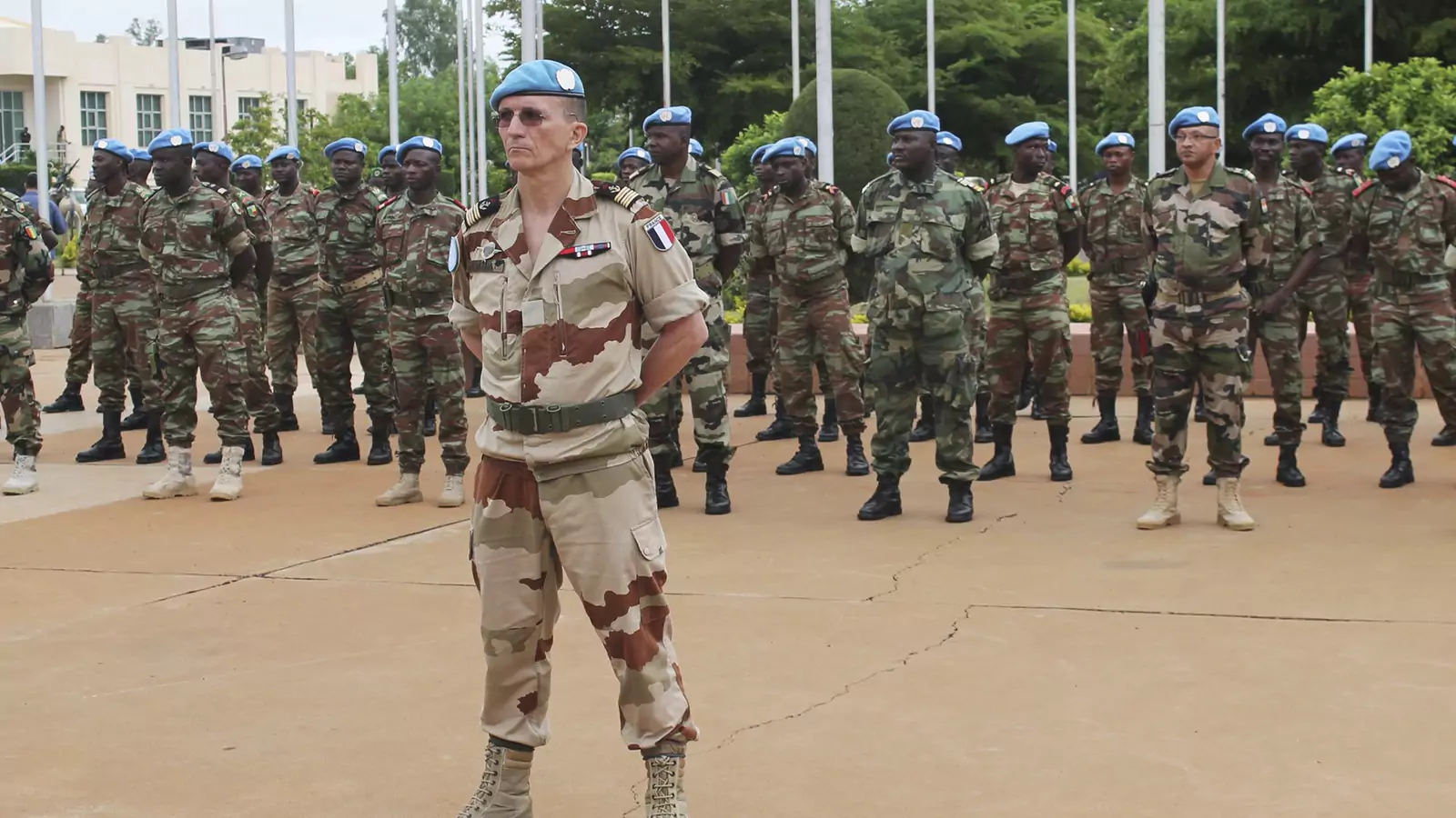 UN peacekeepers mark the start of the 12,000-strong UN peacekeeping mission (MINUSMA) in Mali, in Bamako on July 1, 2013.
