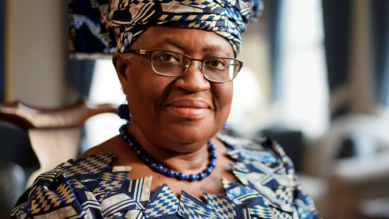 Incoming World Trade Organization (WTO) Director General Ngozi Okonjo-Iweala speaks during an interview with Reuters in Potomac, Maryland, U.S. on February 15, 2021.