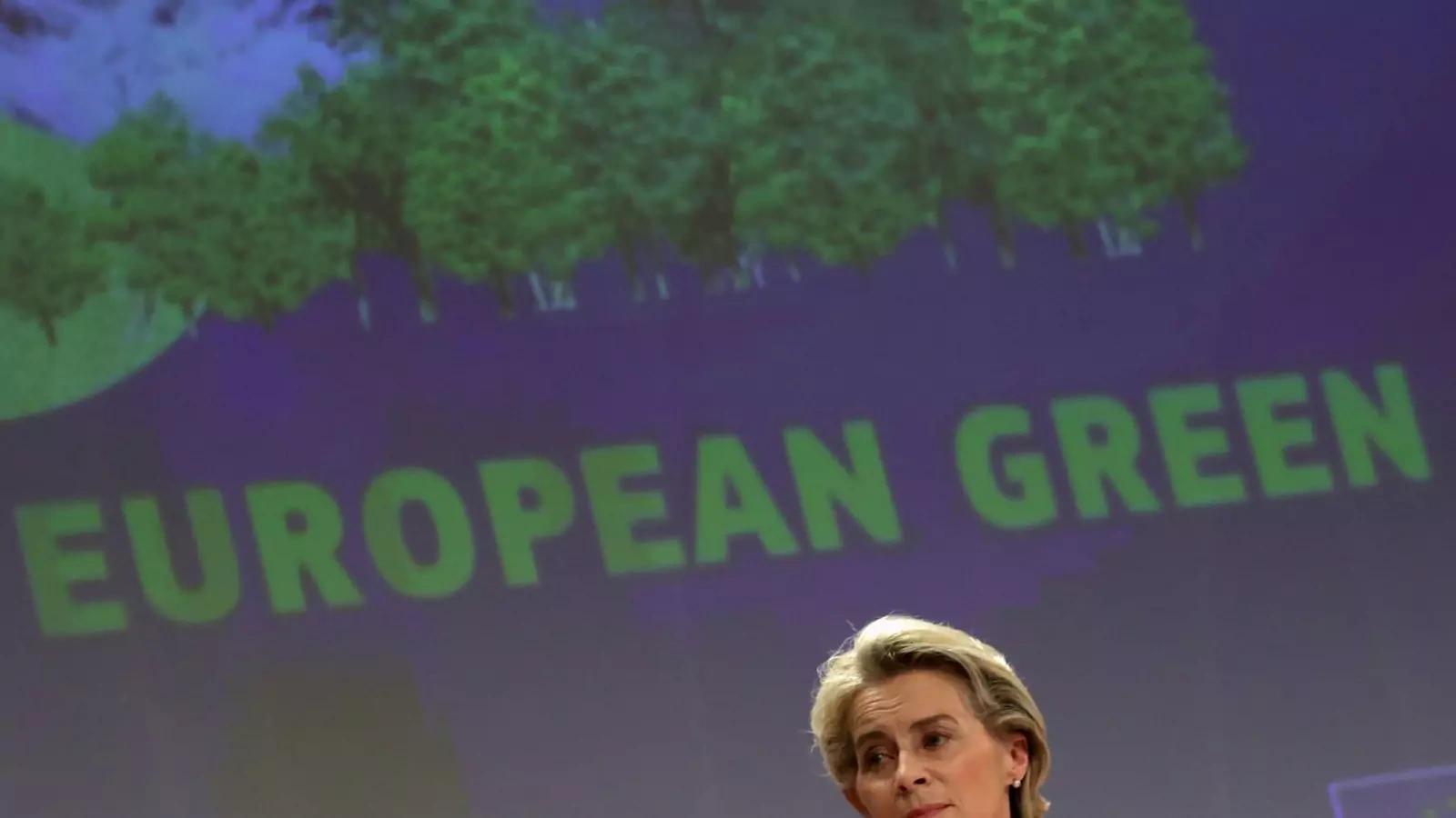 European Commission President Ursula von der Leyen looks on during a news conference to present the EU's new climate policy proposals in Brussels, Belgium on July 14, 2021. 