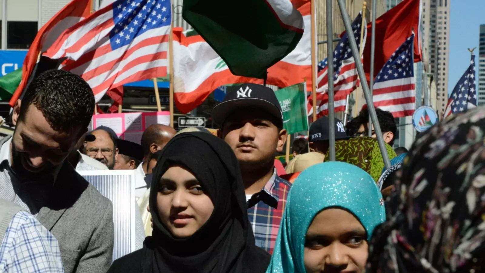 People participate in the annual Muslim Day Parade in Manhattan in 2016.
