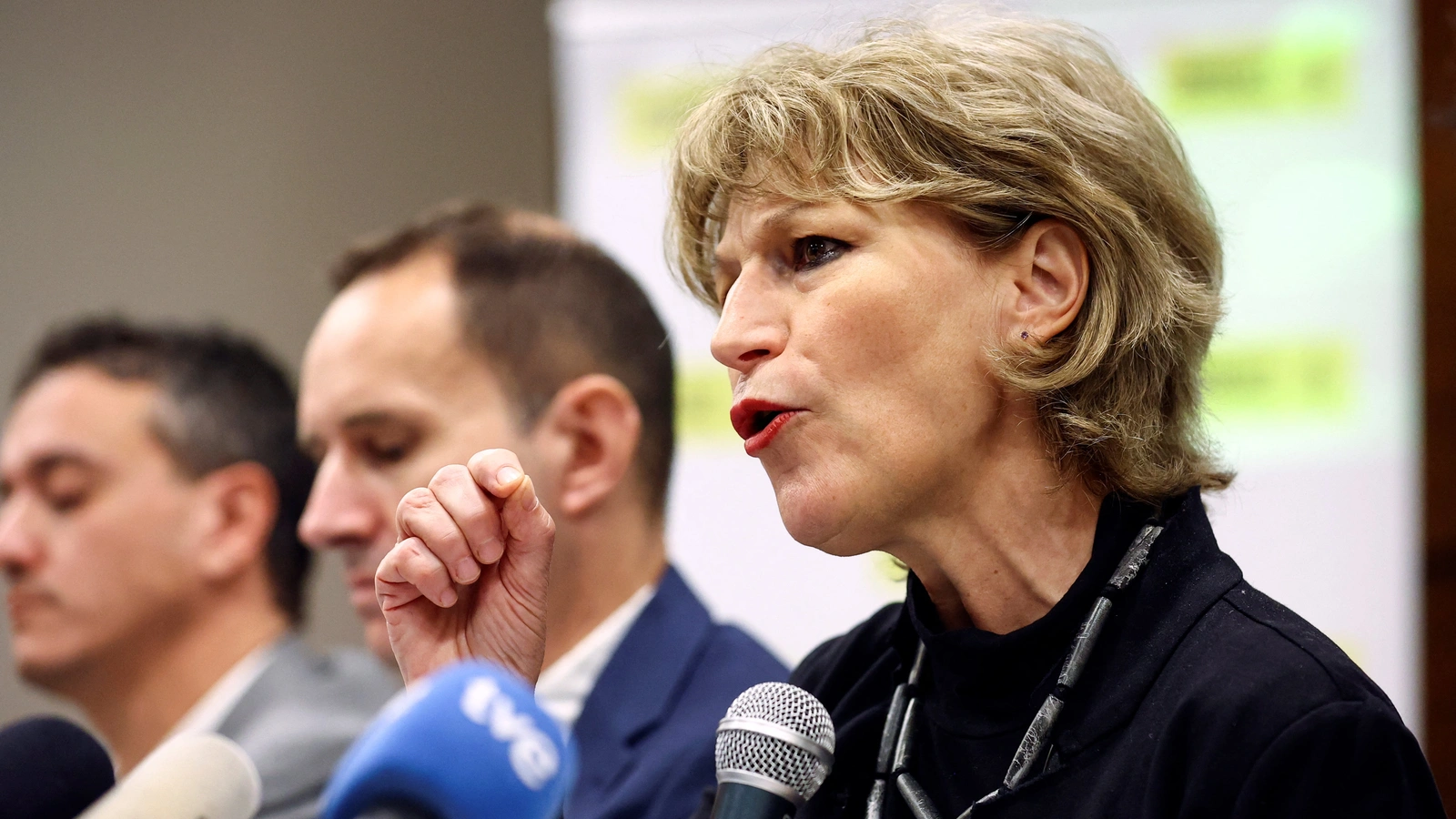 Secretary General of Amnesty International Agnes Callamard speaks at a press conference detailing the NGO's 2022 report accusing Israel of "apartheid against Palestinians." 