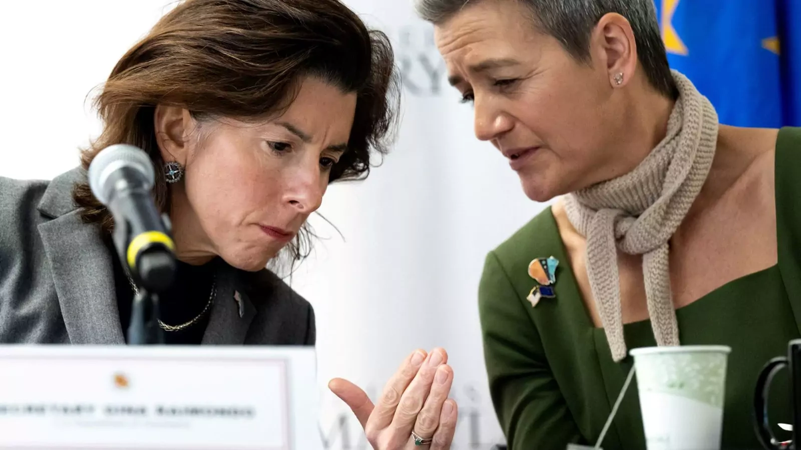 U.S. Secretary of Commerce Gina Raimondo and European Commission Executive Vice-President Margrethe Vestager participate in a U.S.-EU Stakeholder Dialogue during the Trade and Technology Council Ministerial Meeting at the University of Maryland.