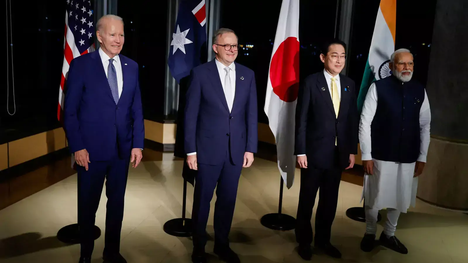 U.S. President Joe Biden, Australia's Prime Minister Anthony Albanese, Japan's Prime Minister Fumio Kishida, and India's Prime Minister Narendra Modi hold a Quad meeting on the sidelines of the G7 summit.