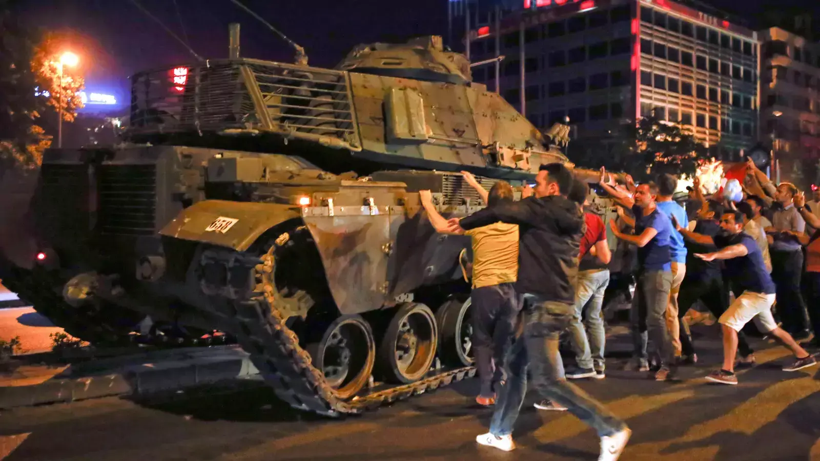 A deserted military tank from the July 2016 failed coup in Ankara, Turkey.