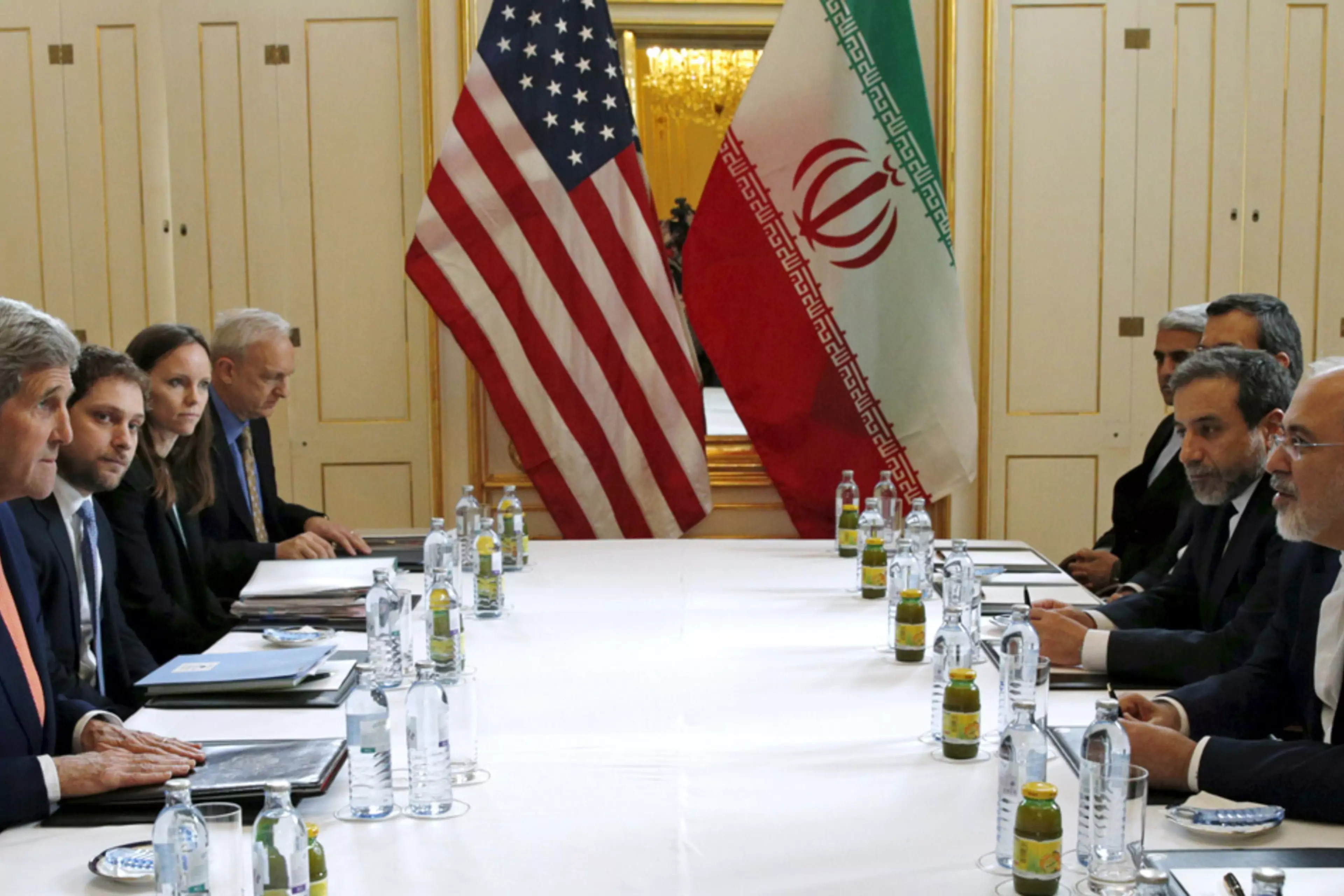 U.S. Secretary of State John Kerry and Iranian Foreign Minister Mohammad Javad Zarif meet in 2016.
