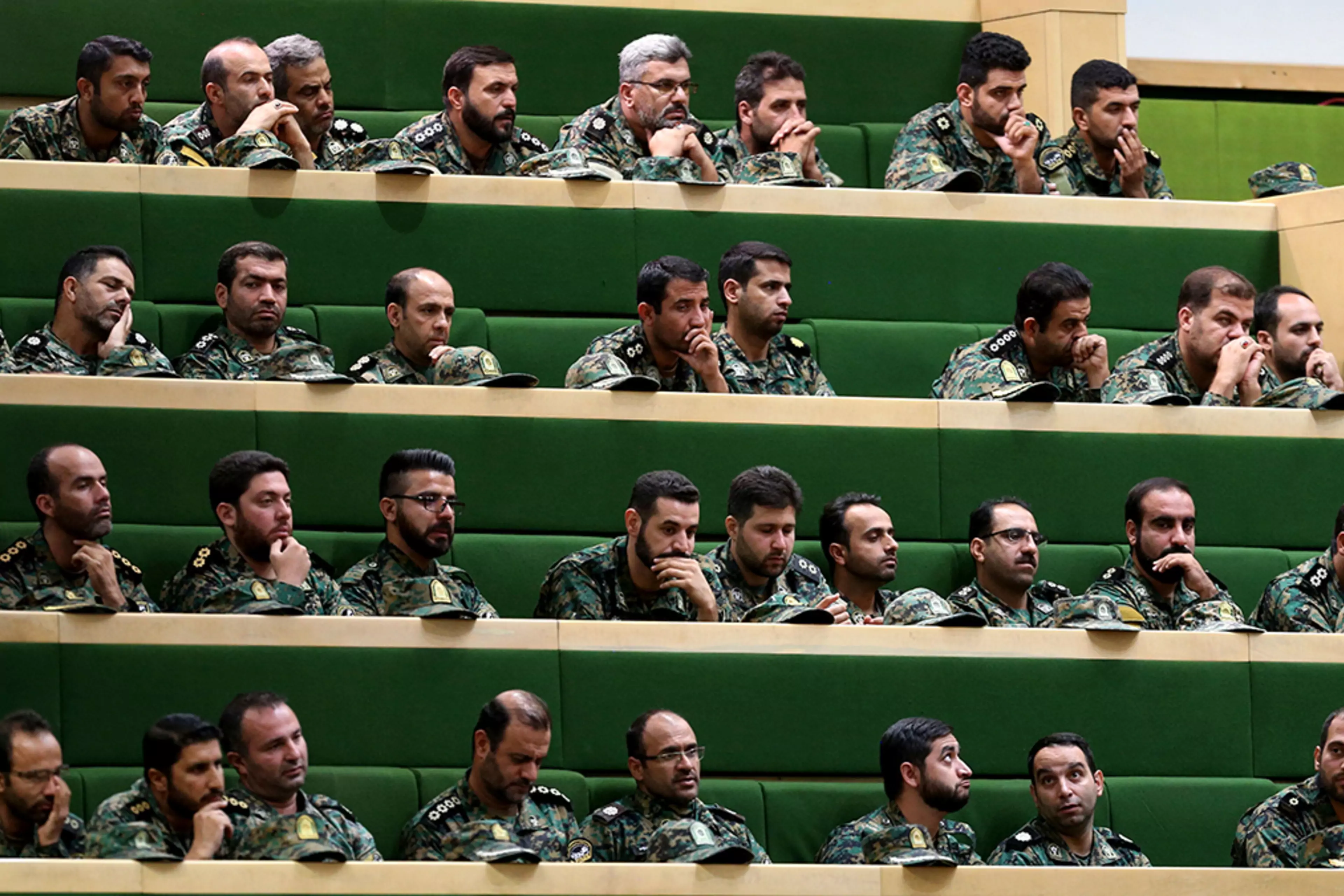 Members of the Revolutionary Guards attend a parliamentary session in Tehran. 