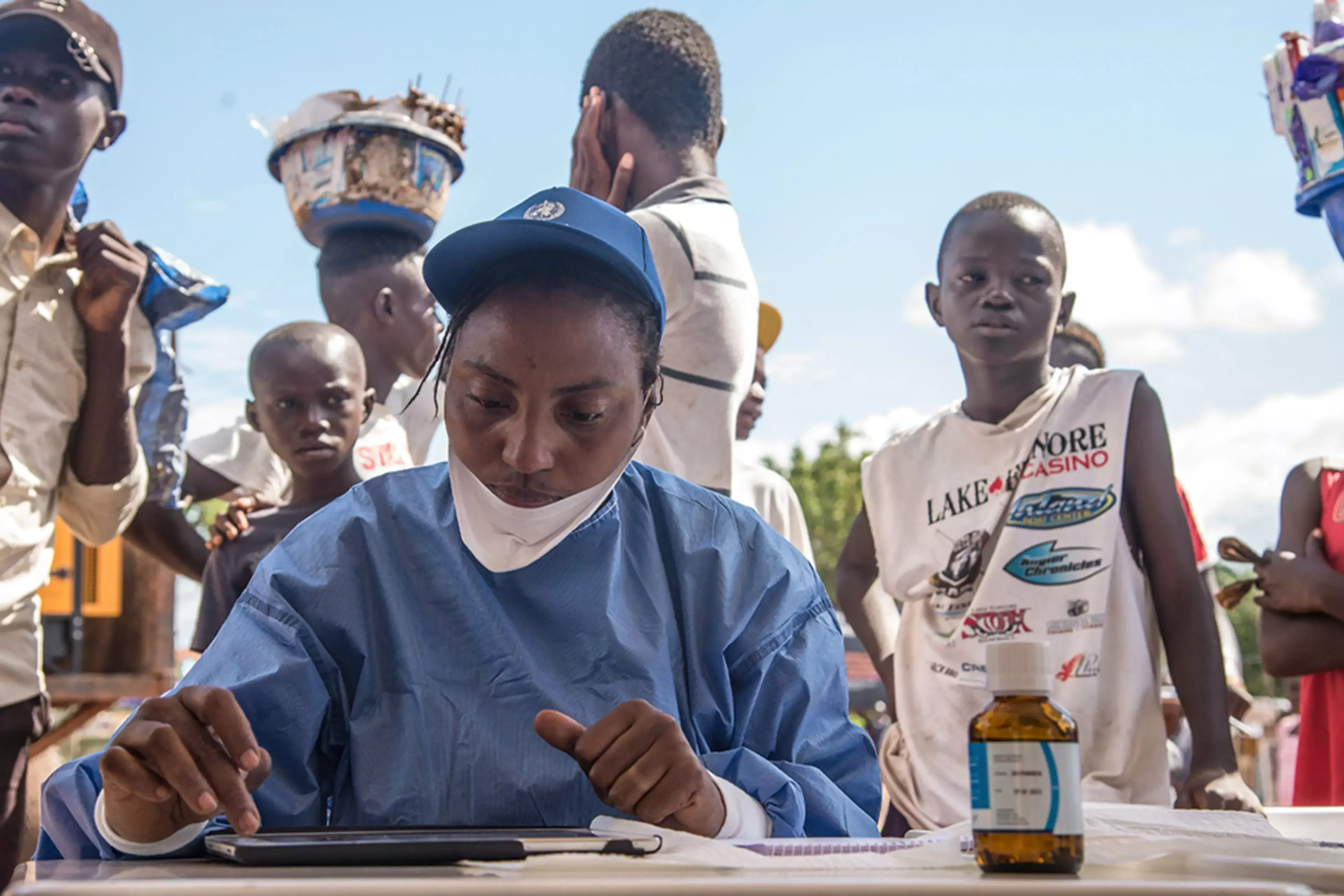 A nurse working with the WHO prepares Ebola vaccines in the Democratic Republic of Congo.