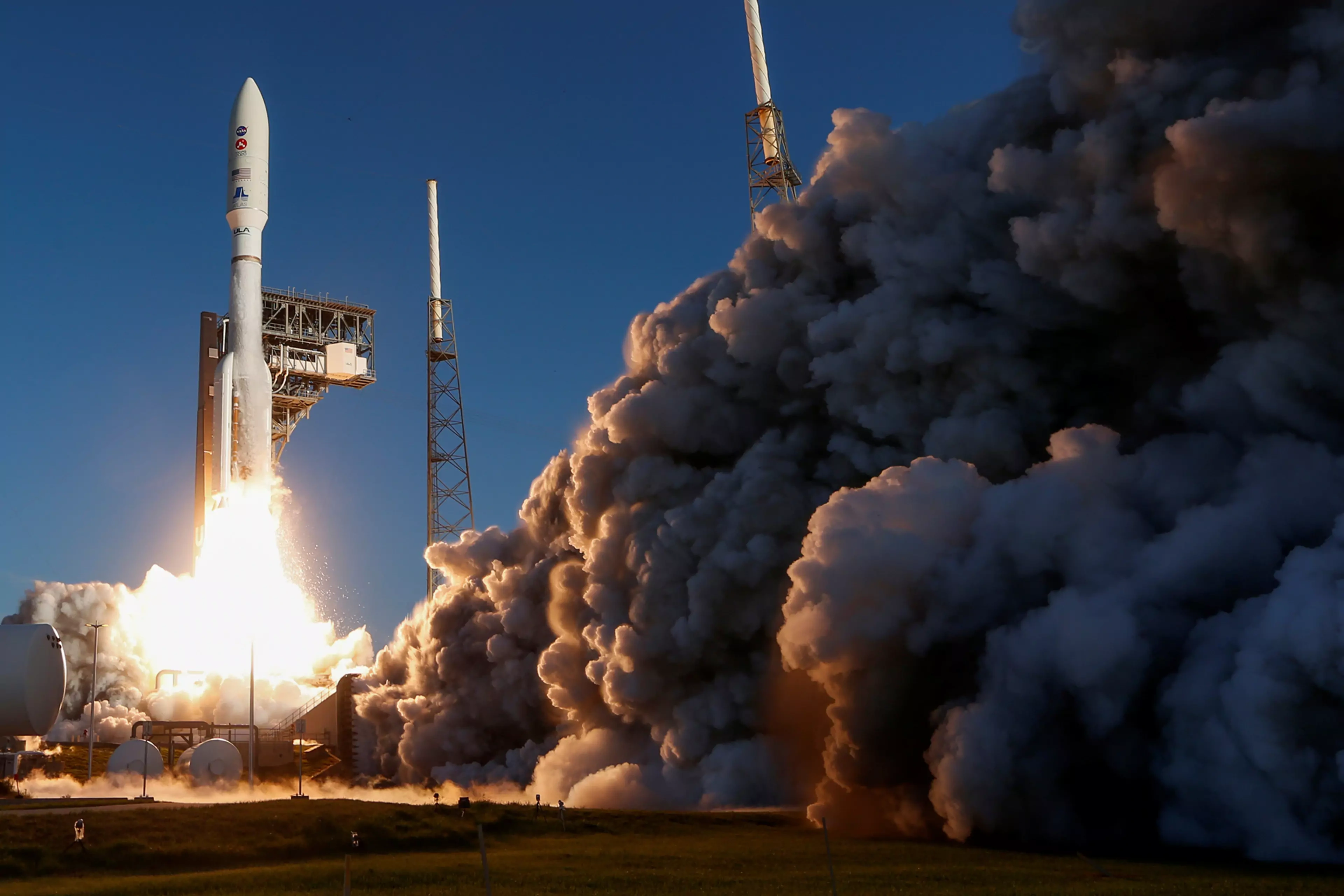 A rocket carrying NASA's Mars 2020 Perseverance Rover lifts off from Cape Canaveral, Florida.
