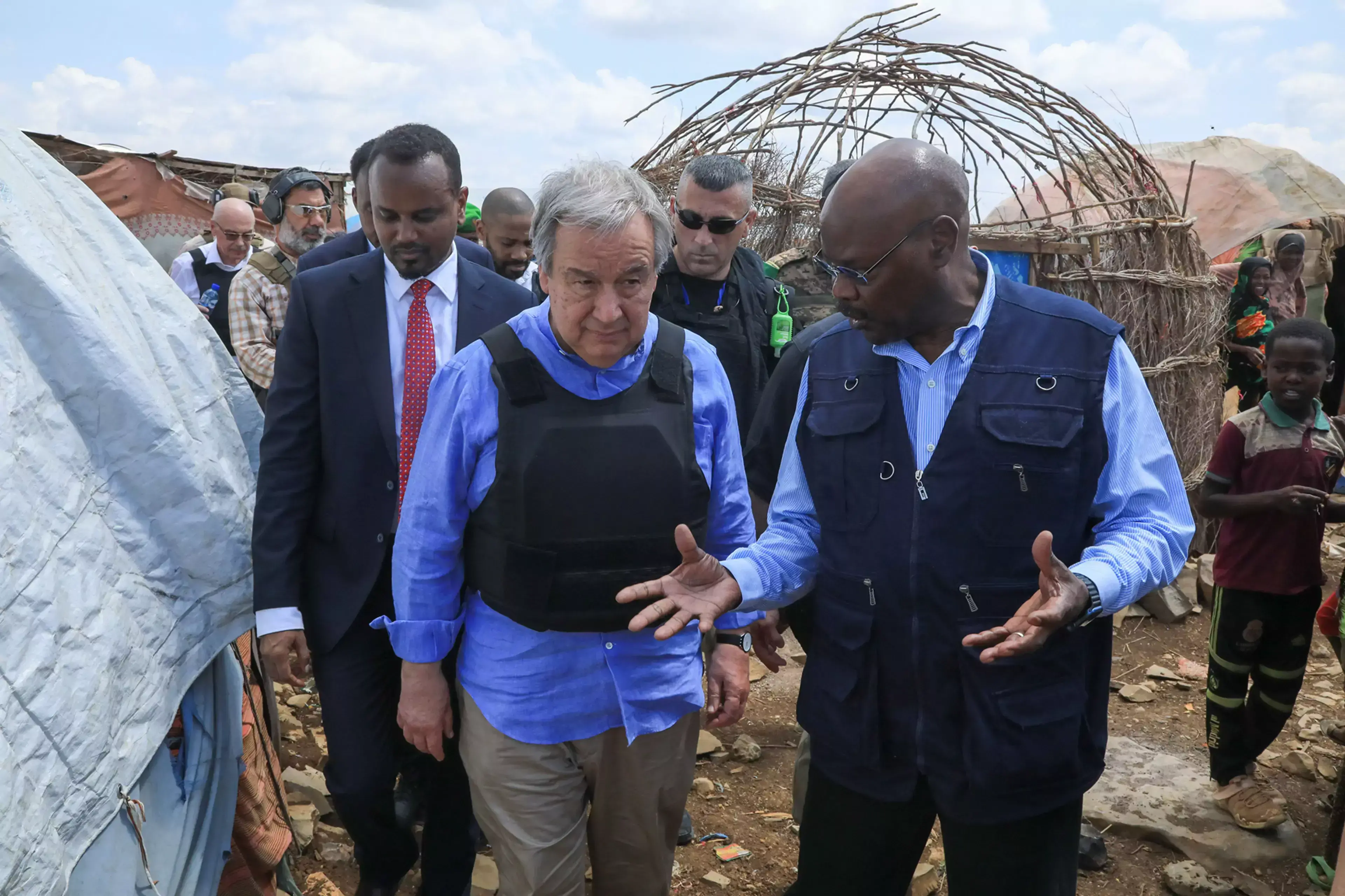 Secretary-General António Guterres visits an internally displaced persons camp in Somalia.