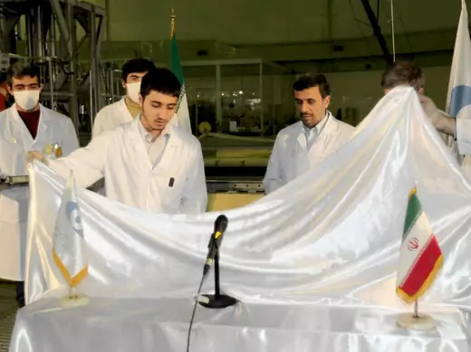 Iran's president Mahmoud Ahmadinejad attends an unveiling ceremony for new nuclear projects in Tehran on February 15, 2012 (Courtesy Reuters).