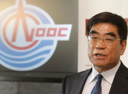 Chairman of China National Offshore Oil Corporation (CNOOC) Fu Chengyu speaks in Los Angeles (Fred Prouser/Courtesy Reuters). 