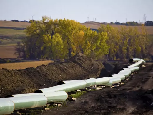 Undated photograph of Keystone oil pipeline under construction in North Dakota (TransCanada Corp./Courtesy Reuters).