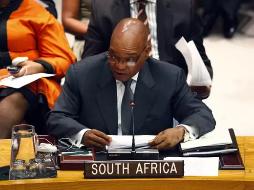 South African President Jacob Zuma speaks during a Security Council meeting during on conflict prevention during the 66th United Nations General Assembly at U.N. headquarters in New York