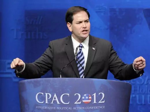 Rubio gestures as he addresses the annual Conservative Political Action Conference (CPAC) in Washington