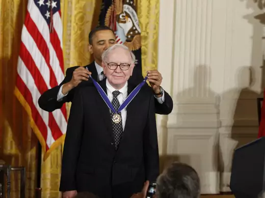 President Obama awards the Medal of Freedom to Warren Buffet at a White House ceremony on February 15, 2011. (Larry Downing/Courtesy Reuters)