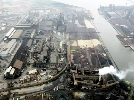 An aerial shot from August 2007 of the ArcelorMittal Steel Mill in East Chicago, a few miles from the Burns Harbor site. (John Gress/Courtesy Reuters)